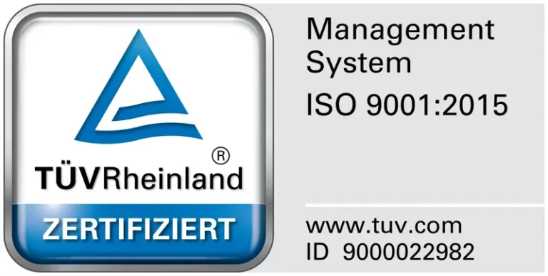 TÜV Rheinland zertifiziert, Management System ISO 9001:2015, ID 9000022982